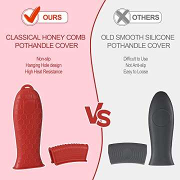 Joyhalo Cast Iron Handle Cover, 6 Pack Cast Iron Skillet Handle Covers, Pot Handle Covers Heat Resis...