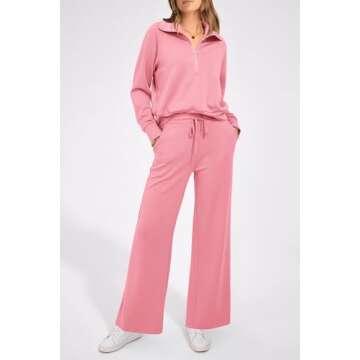 PRETTYGARDEN Women's Cozy Half Zip Sweatshirt & Pants Set