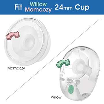 Maymom Flange Insert 21 mm Compatible with Medela and Spectra 24 mm Shields/Flanges. Use with Medela Freestyle and Momcozy S9/S11/S12 to Reduce Nipple Tunnel Down to 21 mm; Fit Momcozy 24 mm Cup. 2pc