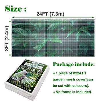 Ultra Fine Garden Mesh Netting, FARAER Plant Covers 8'x24' Garden Netting for Protect Vegetable Plants Fruits Flowers Crops Greenhouse Row Cover Protection Mesh Net Patio Gazebo Screen Barrier Net