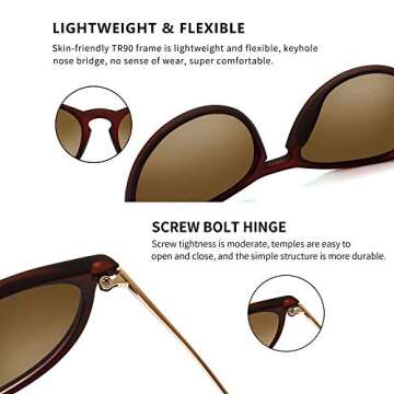 SUNGAIT Vintage Round Sunglasses for Women Men Classic Retro Designer Style (Red Brown Frame(Matte Finish)/Brown Gradient Lens)
