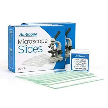 AmScope Microscope Slides - 100 Blank Slides & Covers
