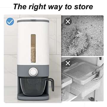 Large Rice Dispenser, Large Grain Container Storage with Lid Measuring Cylinder Moisture Proof House...