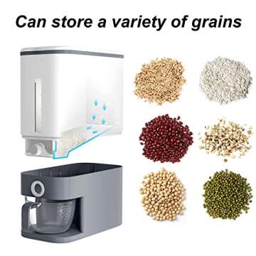 Large Rice Dispenser, Large Grain Container Storage with Lid Measuring Cylinder Moisture Proof Household Cereal Dispenser Bucket for Kitchen Soybean Corn