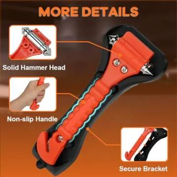 SINSEN Car Safety Hammer Set of 3 Emergency Escape Tool Auto Car Window Glass Hammer Breaker and Seat Belt Cutter Escape 2-in-1 for Family Rescue & Auto Emergency Escape Tools (3 PCS)
