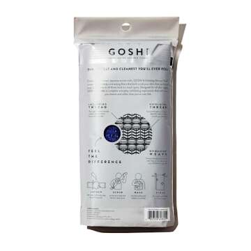 GOSHI Exfoliating Shower Towel – Gentle Exfoliation Experience for All Skin Types, Indigo Blue, Ma...