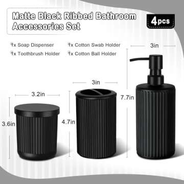 KASUNTING Matte Black Bathroom Accessories Set for Modern Home