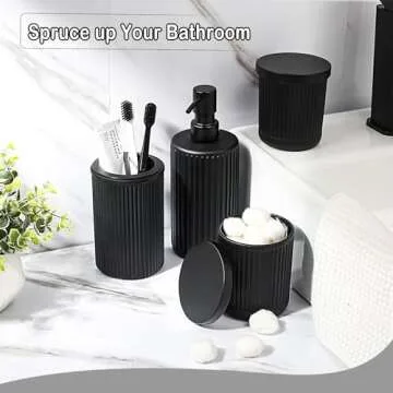 KASUNTING Matte Black Bathroom Accessories Set for Modern Home