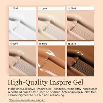 modelones Gel Nail Polish Set- 6 Colors White Nude Brown Gel Polish Skin Tone Neutral Beige Tan Taupe Nail Gel Polish Kit Popular Fall Winter Soak Off Nail Art Gel Manicure DIY Salon Gift for Women