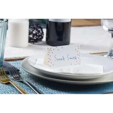 Elegant 100 Pack Wedding Place Cards with Rose Gold Foil