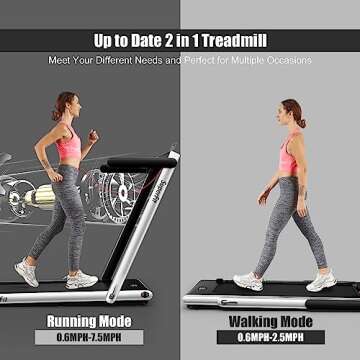 Compact GoPlus 2 in 1 Foldable Treadmill for Home
