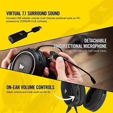 Corsair HS60 – 7.1 Virtual Surround Sound PC Gaming Headset w/USB DAC - Discord Certified Headphones – Compatible with Xbox One, PS4, and Nintendo Switch – Carbon