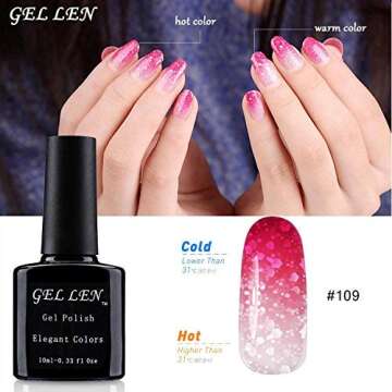 Gellen Gel Nail Polish Set 6 Colors, Temperature Color Changing Nail Gel Series - Glitters Sparkle Collection Home Manicure Nail Art Gel Kit