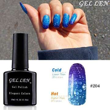 Gellen Gel Nail Polish Set 6 Colors, Temperature Color Changing Nail Gel Series - Glitters Sparkle Collection Home Manicure Nail Art Gel Kit