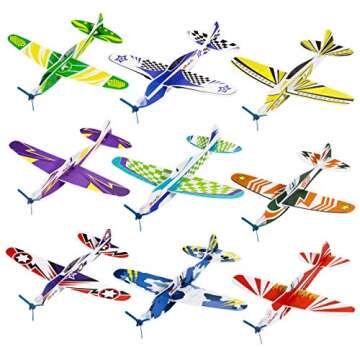 iBaseToy 36 Pack Glider Planes for Kids - 8" Foam Airplane Toys, Airplane Party Favors, Carnival Prizes, Classroom Prizes, Outdoor Flying Toys Foam Planes for Kids Boys Girls Valentines