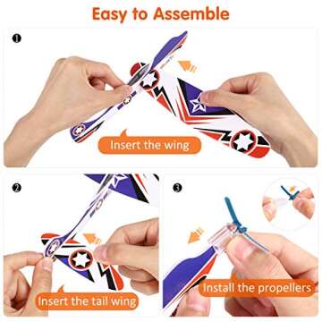 iBaseToy 36 Pack Glider Planes for Kids - 8" Foam Airplane Toys, Airplane Party Favors, Carnival Prizes, Classroom Prizes, Outdoor Flying Toys Foam Planes for Kids Boys Girls Valentines