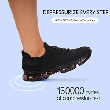LUCKY STEP Women Air Cushion Fashion Sneakers Breathable Casual Comfortable Lightweight Walking Shoe...