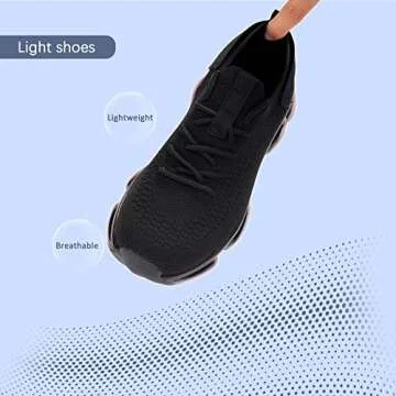 LUCKY STEP Women Air Cushion Fashion Sneakers Breathable Casual Comfortable Lightweight Walking Shoes (Black,9B(M) US)