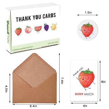 40 Funny Thank You Cards with Envelopes & Stickers, 4×6 in Cute Pun Cards Assorted Blank Greeting C...