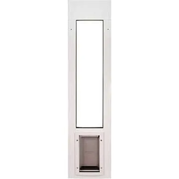 Patio Pacific Pet Door for Horizontal Sliding Windows | Pet-Friendly Flexible Flap for Cats & Small Dogs | Easy-to-Install Pet Door with Weatherproof Aluminum Frame | White, 34"-37" Window Height