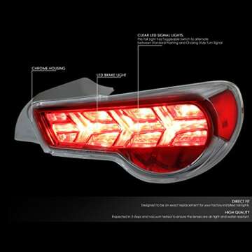 Auto Dynasty 2Pcs LED Arrow Sequential Rear Tail Lights Brake Lamps Compatible with Toyota 86 / Suba...