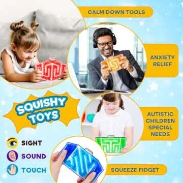 Squishy Tube Sensory Fidget Toys for Kids: 4 Pack Sensory Toy Maze Filled with Colorful Goo, Glitter, Calming Toys for Children Teens with Autism, ADHD - Stress Anxiety Relief Special Needs Classroom