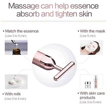 Horolas Beauty Bar 24k Golden Pulse Facial Massager, GOODYBUY T-Shape Electric Sign Face Massage Tools for Sensitive Skin Face Pull Tight Firming Lift