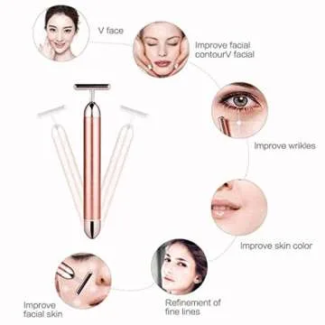 Horolas Beauty Bar 24k Golden Pulse Facial Massager, GOODYBUY T-Shape Electric Sign Face Massage Tools for Sensitive Skin Face Pull Tight Firming Lift