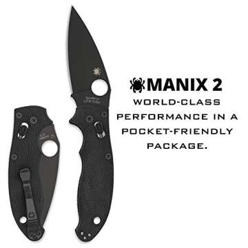 Spyderco Manix 2 Signature Knife with 3.37" CPM S30V Black Steel Blade and Durable Black G-10 Handle - PlainEdge - C101GPBBK2
