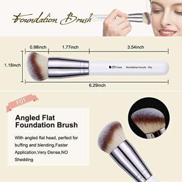 DUcare Makeup Brushes 3Pcs Foundation Contour Brush& Concealer Brush& Blusher Brush Face Kabuki Blus...