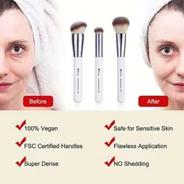 DUcare Vegan Makeup Brush 3Pcs for Flawless Application