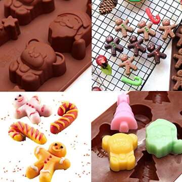 5 Pcs Christmas Chocolate Molds, FineGood Christmas Candy Molds Baking Trays for Holiday Party Cake ...