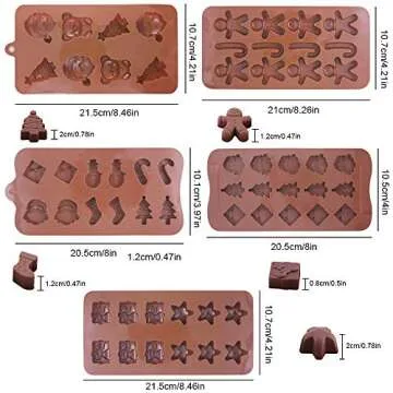 5 Pcs Christmas Chocolate Molds for Festive Baking