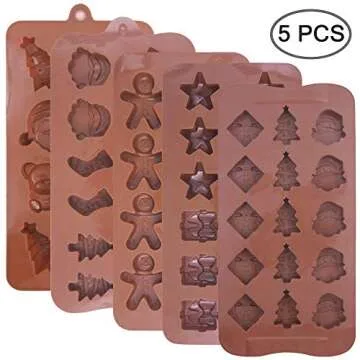 5 Pcs Christmas Chocolate Molds for Festive Baking