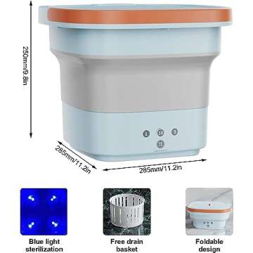 TTSITG Portable Washing Machine, 6 L 3-Speed Adjustment Mini Foldable Washer with Drain Basket USB C...