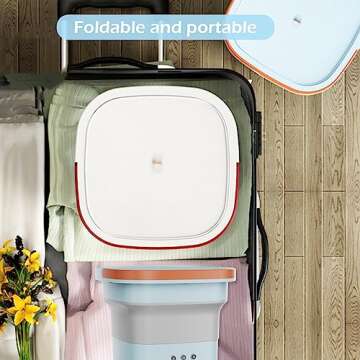 TTSITG Portable Washing Machine, 6 L 3-Speed Adjustment Mini Foldable Washer with Drain Basket USB Compact Outdoor Washing Machine for Underwear, Sock, Suitable Travel, Camping,Apartments (Blue)