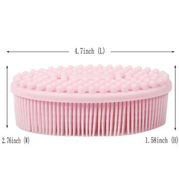 3 Set of Multifunctional Silicone Body Scrubber Loofah Soft and Skin-Friendly-,Easy to Clean,Scalp Massage ，Durable and Hygienic - Suitable for Various People and Pets (1 Count Pink)