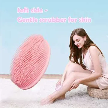 3 Set of Multifunctional Silicone Body Scrubber Loofah Soft and Skin-Friendly-,Easy to Clean,Scalp Massage ，Durable and Hygienic - Suitable for Various People and Pets (1 Count Pink)