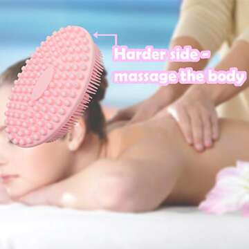 3 Set of Multifunctional Silicone Body Scrubber Loofah Soft and Skin-Friendly-,Easy to Clean,Scalp Massage ，Durable and Hygienic - Suitable for Various People and Pets (1 Count Pink)
