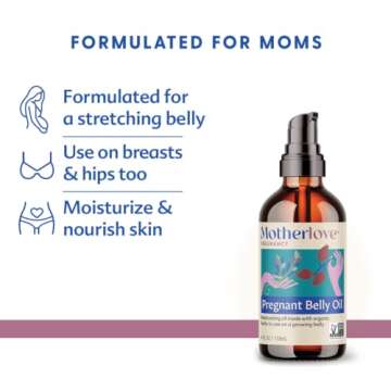 Motherlove Pregnant Belly Oil (4 oz) Natural Moisturizer to Soothe Itchy Skin & Prevent Stretch Marks—Non-GMO, Organic Herbs, Vegan