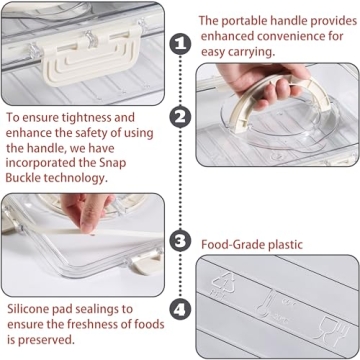 Bandesun Divided Serving Tray with Lid and Handle - Snackle Box Charcuterie Container for Portable Snack Platters - Clear Organizer for Candy, Fruits, Nuts, Snacks - Perfect for Party, Entertaining