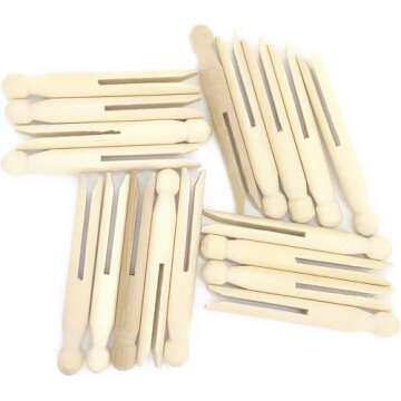 Hanobo 25 Pack Round Wooden Clothespins - Durable, Versatile & Easy to Grip
