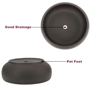 Bonsai 2 pc 6" + 8" Unglazed Round Ceramic Succulent Planter Pots Set + Drainage Screen