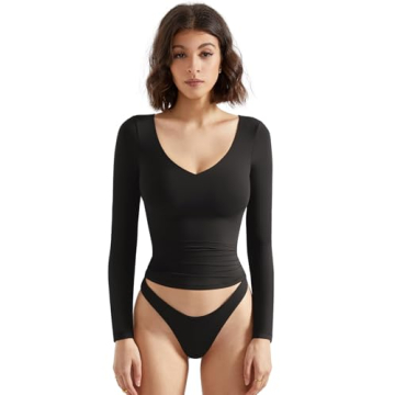 SUUKSESS Women Double Lined V Neck Crop Top Y2K Style