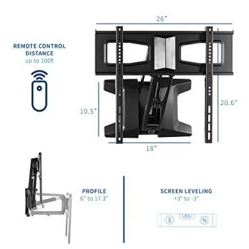 VIVO Motorized Fireplace TV Wall Mount for 37-70 Inch Screens