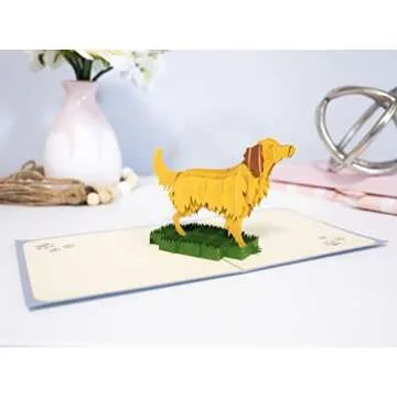 Rykamia Golden Retriever Pop Up Card, Blank Card With Envelop, Birthday Card from Dog, Golden Retriever Birthday Card, Retirement, Thank You, Golden Retriever Gift, Birthday Card Womens, Dog Mom Card