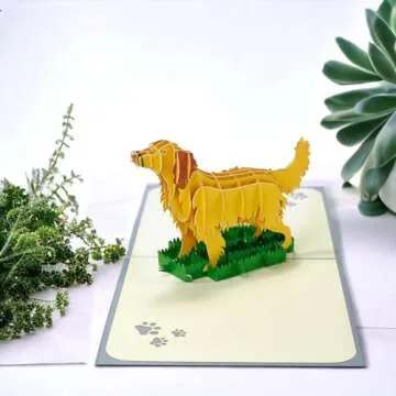 Rykamia Golden Retriever Pop Up Card, Blank Card With Envelop, Birthday Card from Dog, Golden Retriever Birthday Card, Retirement, Thank You, Golden Retriever Gift, Birthday Card Womens, Dog Mom Card