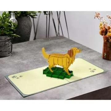 Rykamia Golden Retriever Pop Up Card, Blank Card With Envelop, Birthday Card from Dog, Golden Retriever Birthday Card, Retirement, Thank You, Golden Retriever Gift, Birthday Card Womens, Dog Mom Card