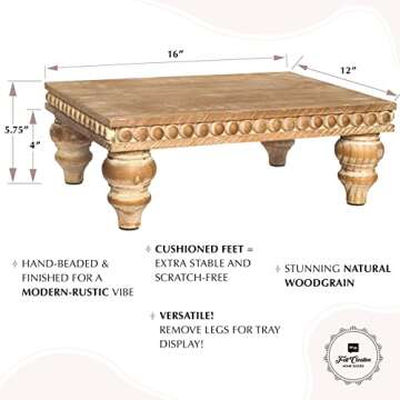 Felt Creative Home Goods Decorative Wood Risers for Decor | Tiered Tray Stand | Farmhouse Beaded Ris...