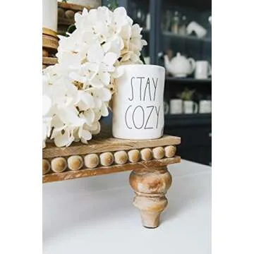 Felt Creative Home Goods Decorative Wood Risers for Decor | Tiered Tray Stand | Farmhouse Beaded Riser Stand for Decor | Wooden Pedestal Stand Large 12x16 Beaded Tray for Kitchen Coffee Bar (Brown)